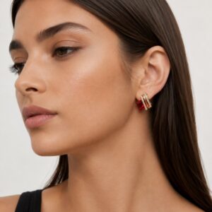 Burgundy Diamond Stud Earrings